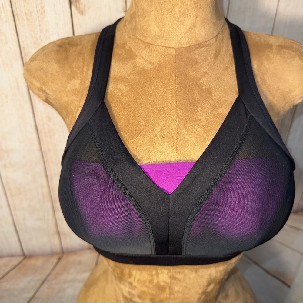 Fabletics Joliet High Impact Sports Bra XS 4 Wirefree Black Pink Mesh​​ - Picture 2 of 11